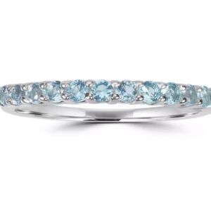 Sterling Silver and Aquamarine Cubic Zirconia Ring